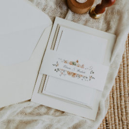 Cintas Para Invitaciones Naranja quemado y jardín floral verde sabio