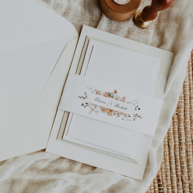 Cintas Para Invitaciones Naranja quemado y jardín floral verde sabio (Subido por el creador)