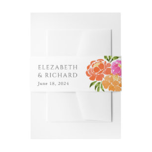 Cintas Para Invitaciones Naranja rosa brillante Boda floral