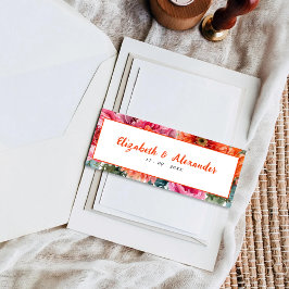 Cintas Para Invitaciones Naranja simple y Boda floral de acuarela rosa