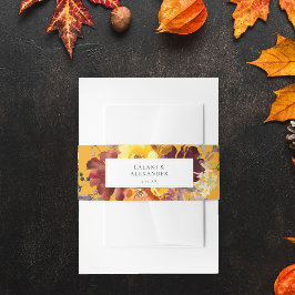 Cintas Para Invitaciones Naranja y Amarillo Floral de Otoño 5-Dorado