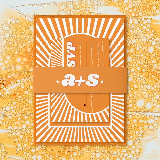 Cintas Para Invitaciones Naranjas retro groovy iniciales boda inspirado en  (Subido por el creador)