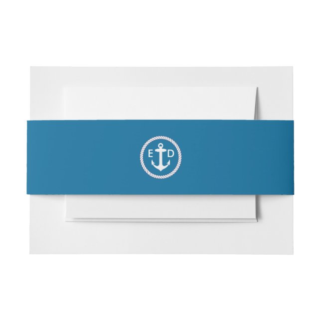 Cintas Para Invitaciones Nautical Anchor Ring Navy Blue (Anverso Ejemplo)