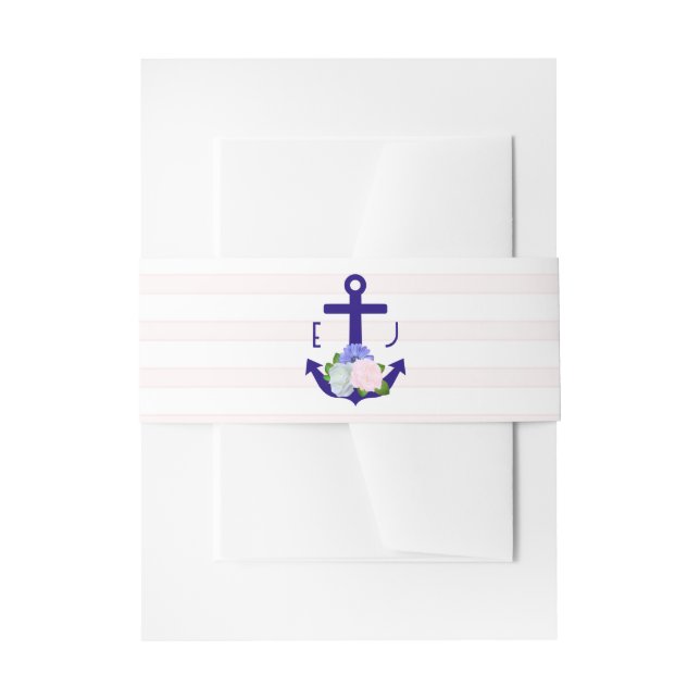 Cintas Para Invitaciones Nautical Floral Stripes Wedding (Anverso Ejemplo)