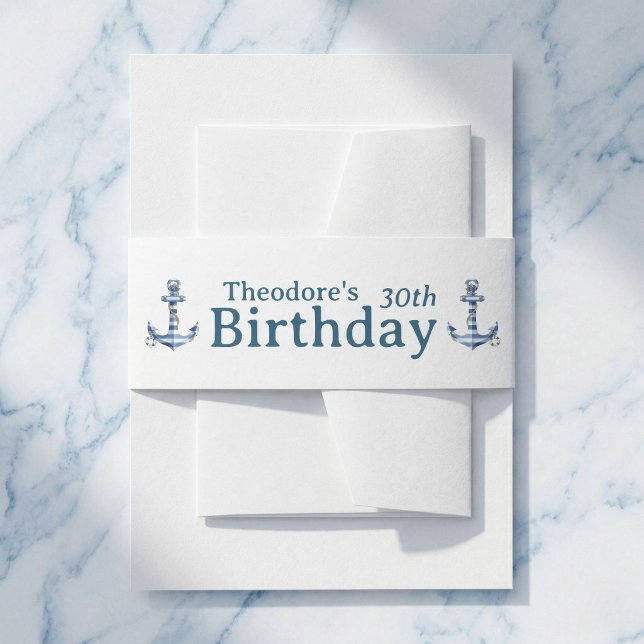 Cintas Para Invitaciones Nautical Striped Anchor Birthday Party  (Celebrate a Milestone in Nautical Style.)