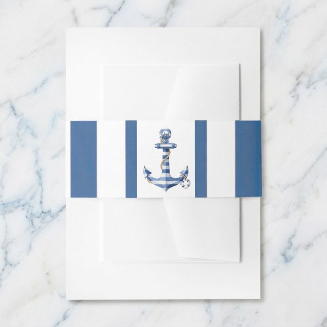 Cintas Para Invitaciones Nautical Striped Anchor Birthday Party Invitation  (Anchored in style for your special day.)