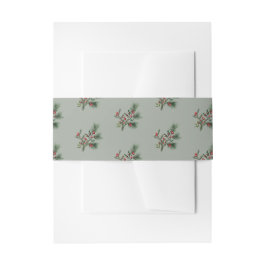 Cintas Para Invitaciones Navidad Bayas Rojas Verde Salvia Fiesta