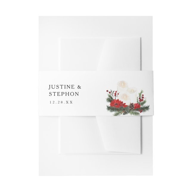 Cintas Para Invitaciones Navidades Berries y Velas de Pino (Anverso Ejemplo)