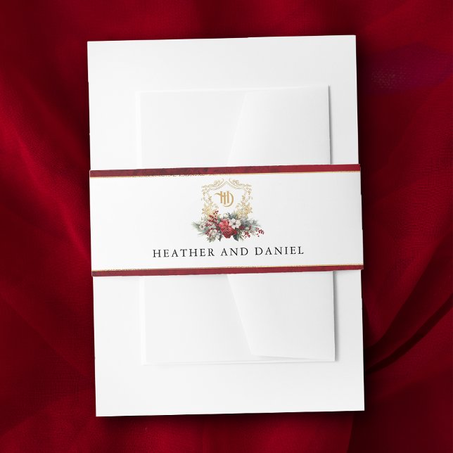 Cintas Para Invitaciones Navidades clásicos Escudo floral Monograma Boda (Subido por el creador)