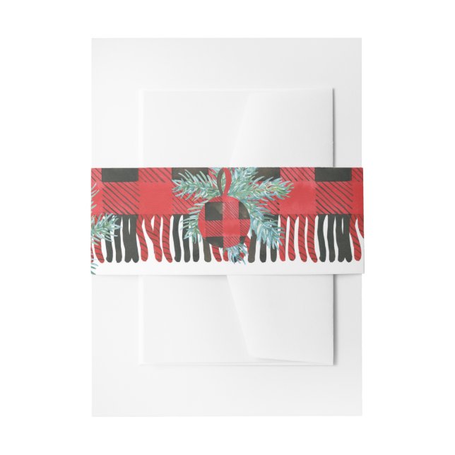 Cintas Para Invitaciones Navidades de Buffalo Plaid (Anverso Ejemplo)