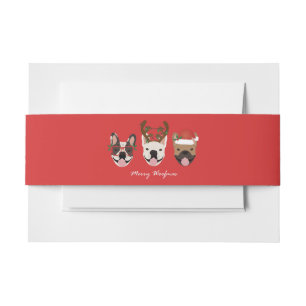 Cintas Para Invitaciones Navidades de Bulldoges franceses de Merry Woofmas