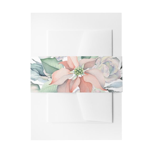 Cintas Para Invitaciones Navidades Poinsettia mágica/ acuarela (Anverso Ejemplo)