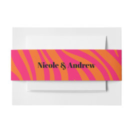 Cintas Para Invitaciones Negrita Resumen rosa y Naranja con nombres