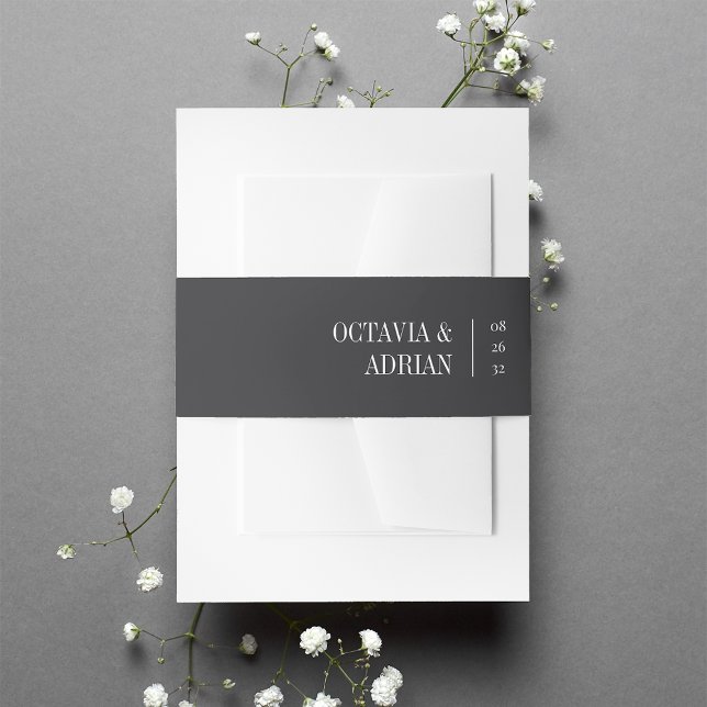 Cintas Para Invitaciones Negro Ash sólido + Boda de letras blancas clásicas (Subido por el creador)