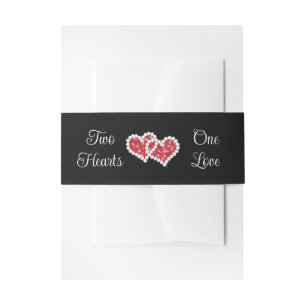 Cintas Para Invitaciones Negro, Rojo, Blanco Dos Corazones, Un Amor