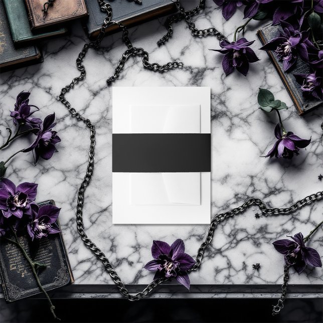 Cintas Para Invitaciones Negro sólido (Solid Black Invitation Belly Band)