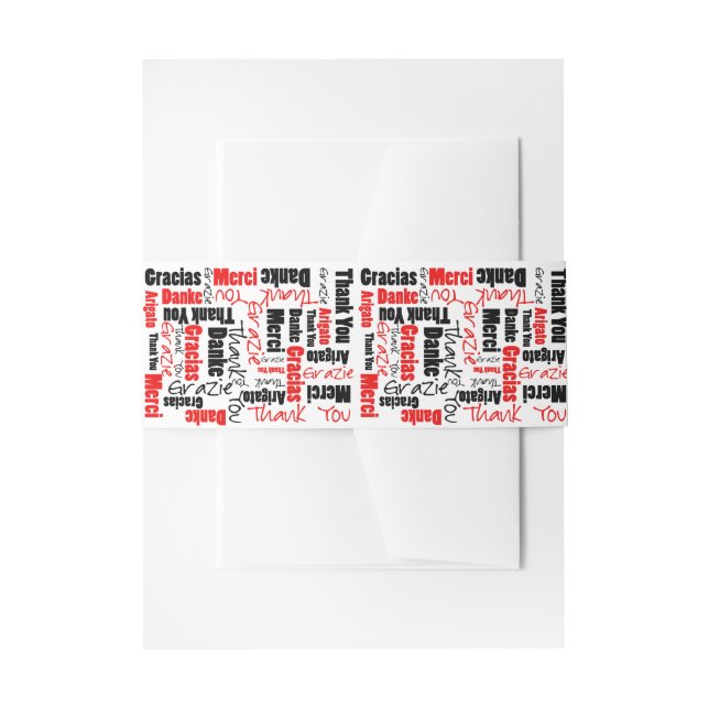 Cintas Para Invitaciones Negro y rojo gracias redactar la nube (Anverso Ejemplo)