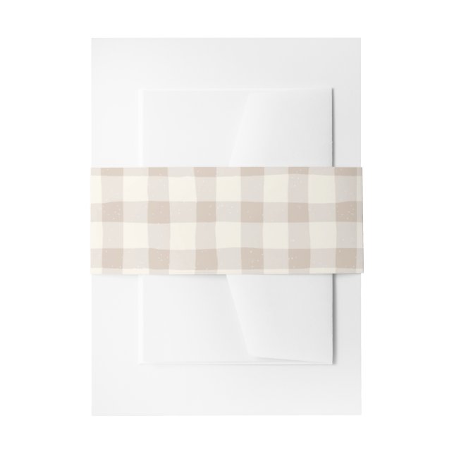 Cintas Para Invitaciones Neutral Tan Gingham (Anverso Ejemplo)