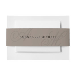Cintas Para Invitaciones Neutral Taupe Moderno Edge Elegante Boda Monograma