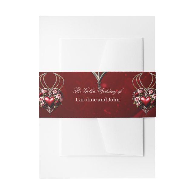 Cintas Para Invitaciones Noble corazón gótico con flores (Anverso Ejemplo)