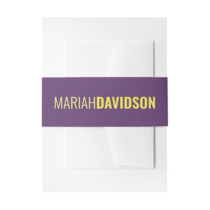Cintas Para Invitaciones Nombre minimalista Profesional Índigo y Amarillo