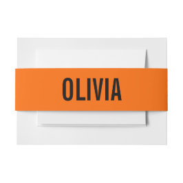 Cintas Para Invitaciones Nombre moderno del Naranja del atardecer | Minimal