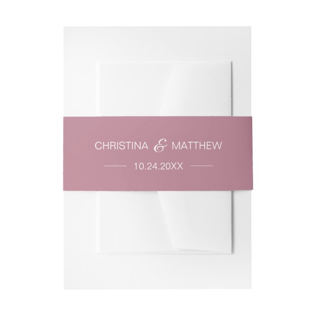 Cintas Para Invitaciones NOMBRE moderno personalizado Dusty Mauve Rosa Boda (Anverso Ejemplo)