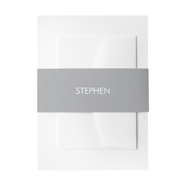 Cintas Para Invitaciones Nombre personalizado minimalista gris  (Anverso Ejemplo)