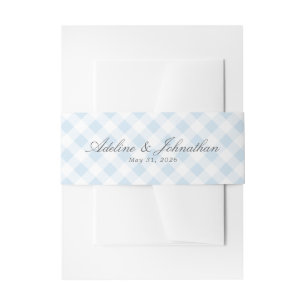 Cintas Para Invitaciones Nombre y fecha de la placa de Gingham azul y blanc