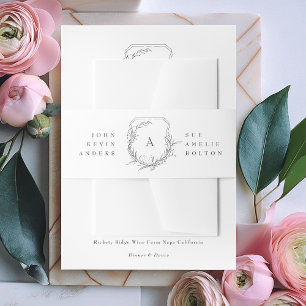 Cintas Para Invitaciones nombres botánicos clásicos florales y escudo de mo