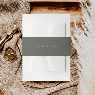 Cintas Para Invitaciones Nombres de boda en verde bosque y blanco