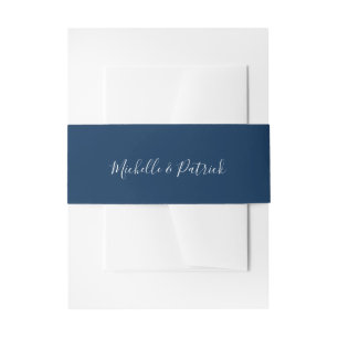 Cintas Para Invitaciones Nombres de escritura elegante azul marino boda