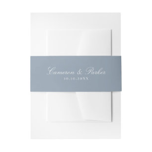 Cintas Para Invitaciones Nombres de guión azul polvoriento elegante boda