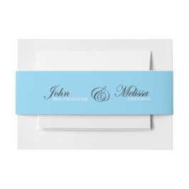 Cintas Para Invitaciones nombres de pareja de boda azul hielo moderno