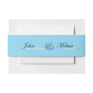 Cintas Para Invitaciones nombres de parejas de boda azul hielo moderno
