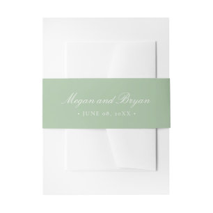 Cintas Para Invitaciones Nombres Elegantes Simples Bodas Verde Salvia Megan