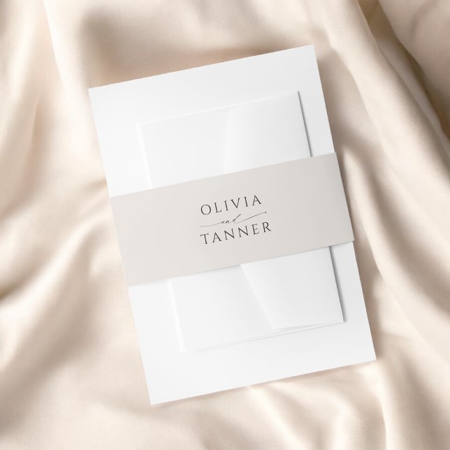 Cintas Para Invitaciones Nombres modernos y mínimos de novia beige y groom (Subido por el creador)