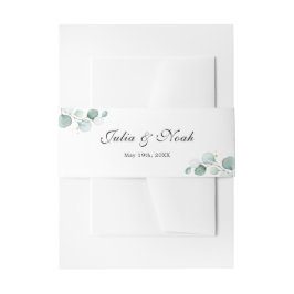 Cintas Para Invitaciones Nombres personalizados Elegante Boda Eucalyptus