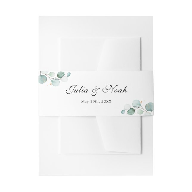 Cintas Para Invitaciones Nombres personalizados Elegante Boda Eucalyptus (Anverso Ejemplo)