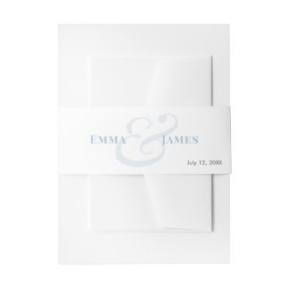 Cintas Para Invitaciones Nombres y monograma de invitación de boda en azul 