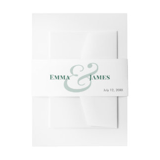 Cintas Para Invitaciones Nombres y monograma de invitación de boda esmerald