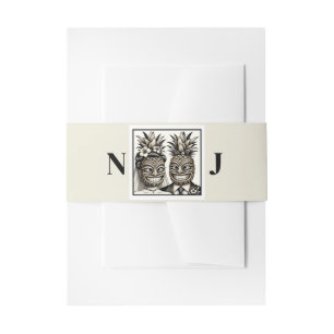 Cintas Para Invitaciones Novia y Novio Tiki de Piña Aloha Boda