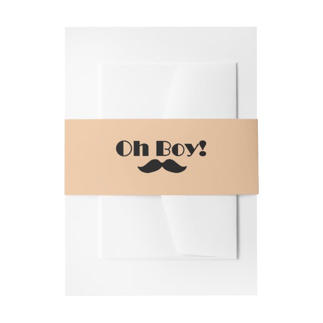 Cintas Para Invitaciones Oh Boy Black Mustache Baby Shower (Anverso Ejemplo)
