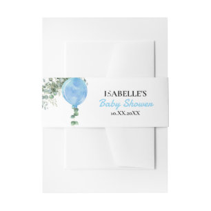 Cintas Para Invitaciones Oh Boy globo vegetación eucalipto baby shower