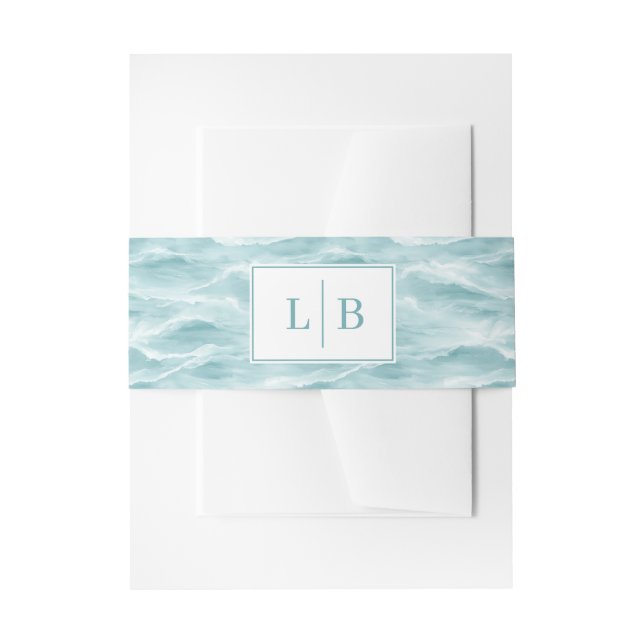 Cintas Para Invitaciones Olas de acuarela azul tranquilas (Anverso Ejemplo)