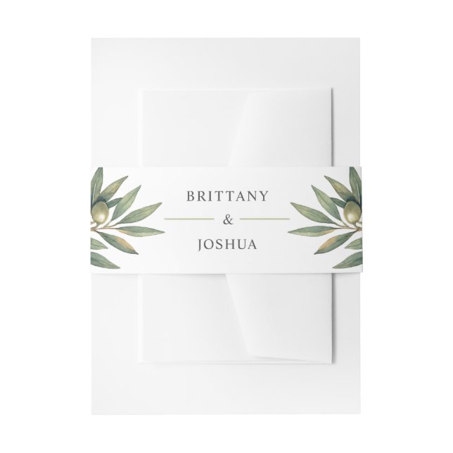Cintas Para Invitaciones Olive Branch Modern Mediterranean Boda (Anverso Ejemplo)