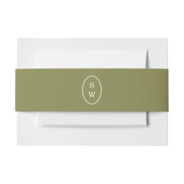 Cintas Para Invitaciones Olive Green Monogram Wedding Belly Band