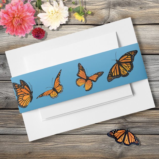 Cintas Para Invitaciones Ómbre azul de mariposa monarca (Subido por el creador)
