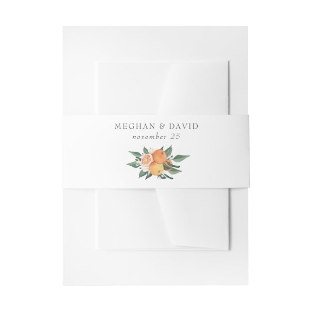 Cintas Para Invitaciones Orange Blossoms Citrus Botanical Wedding (Anverso Ejemplo)