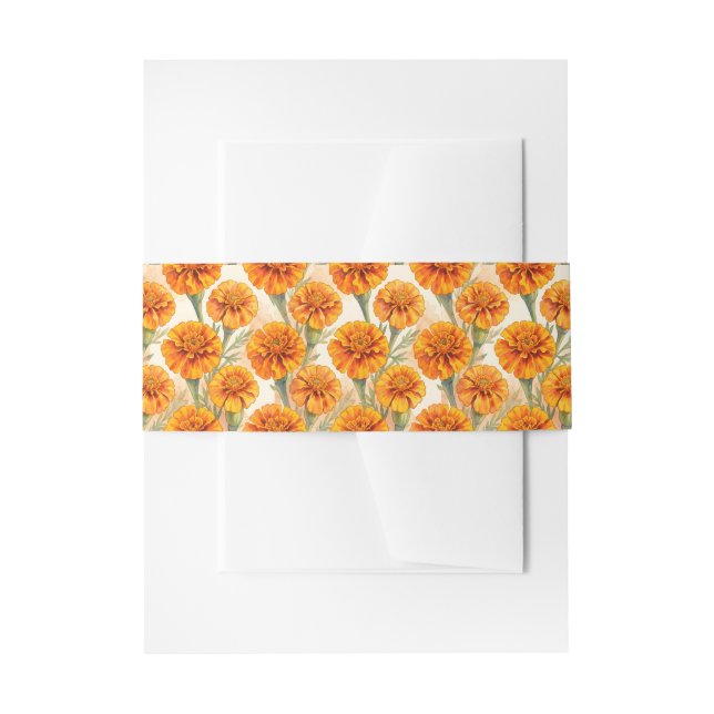 Cintas Para Invitaciones Orange marigold flowers pattern (Anverso Ejemplo)